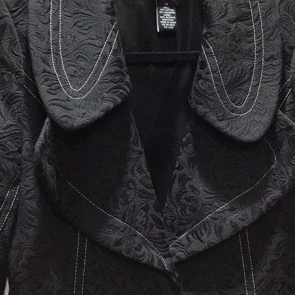 Arden B Black Textured Western Pea Coat Flared Trench Coat